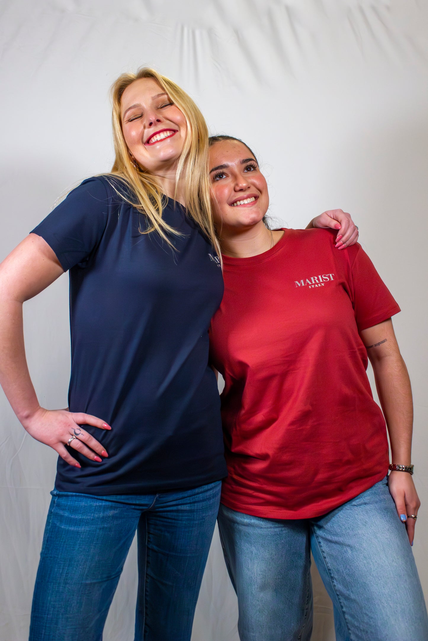 Metallic Logo Tee in Red or Blue