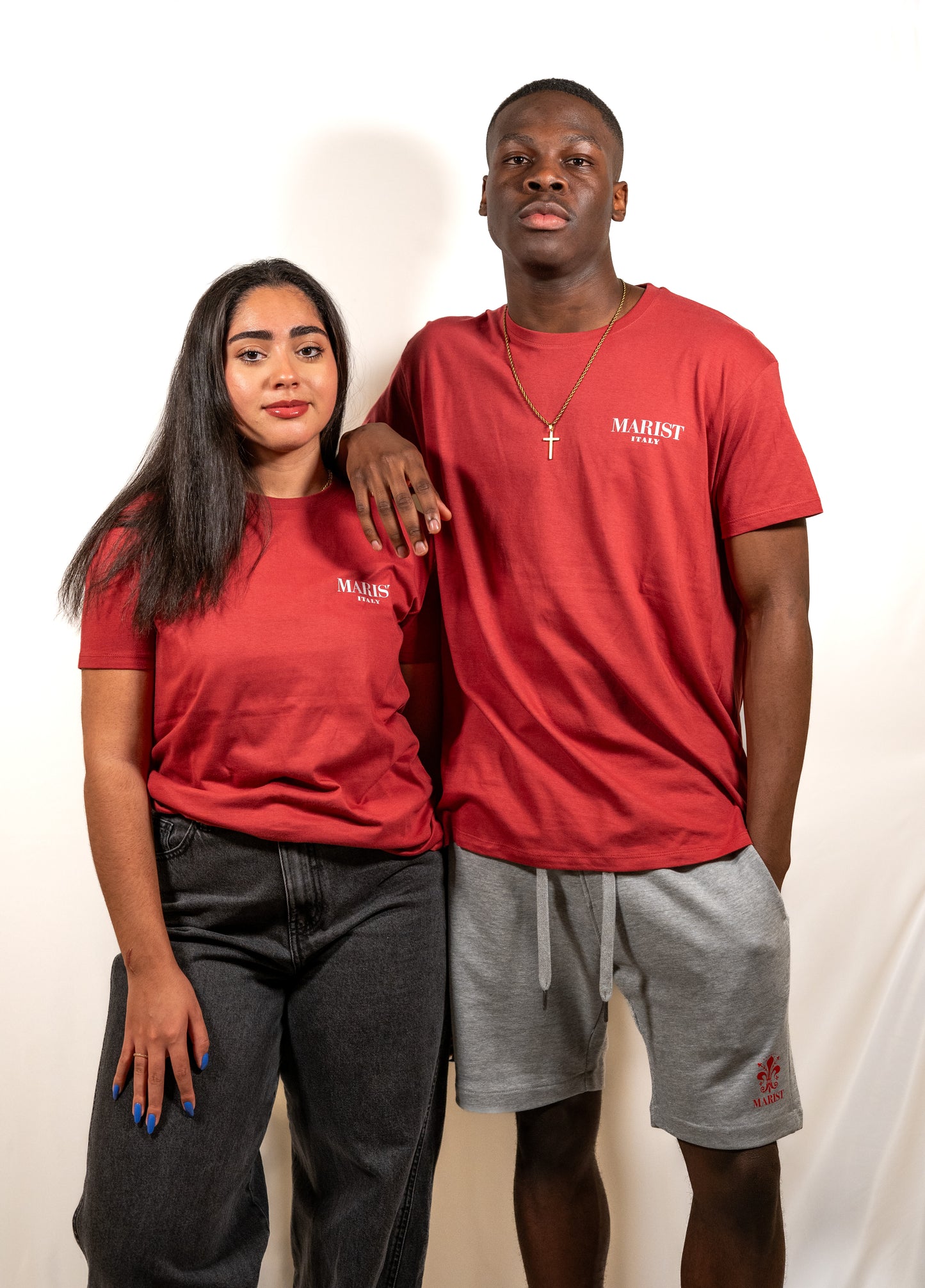 Metallic Logo Tee in Red or Blue