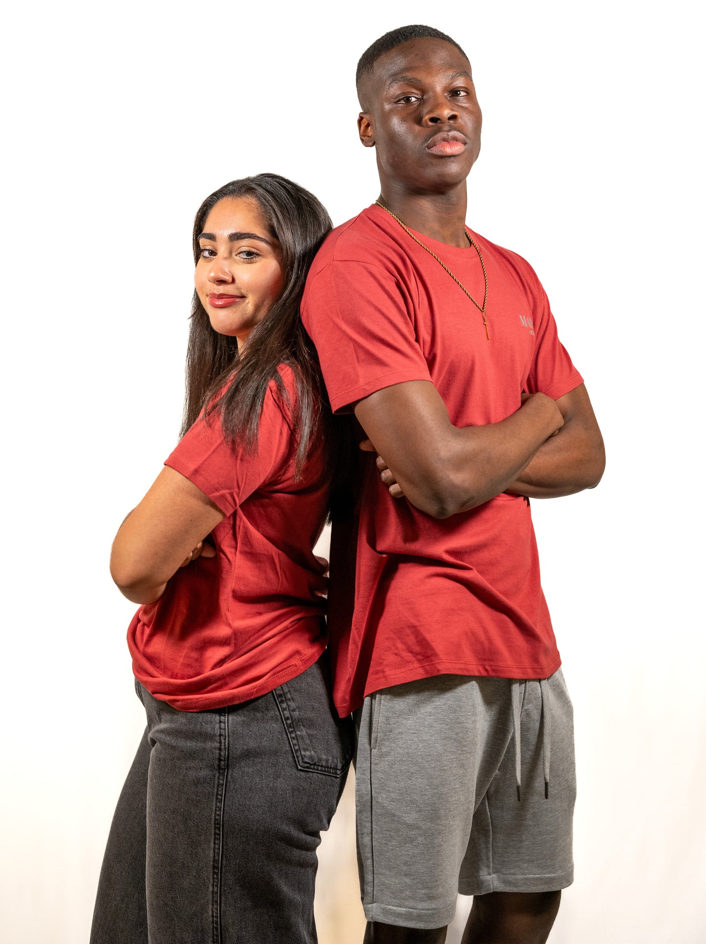 Metallic Logo Tee in Red or Blue
