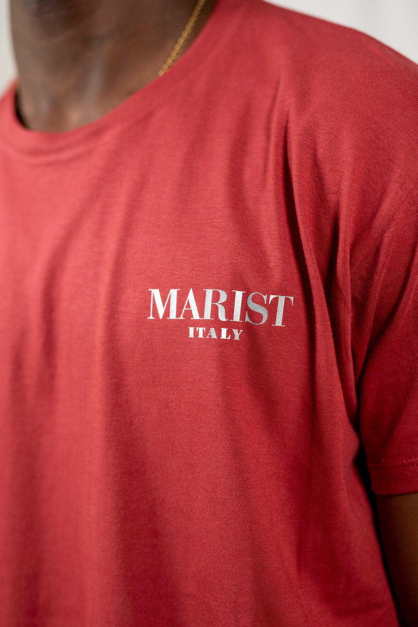 Metallic Logo Tee in Red or Blue