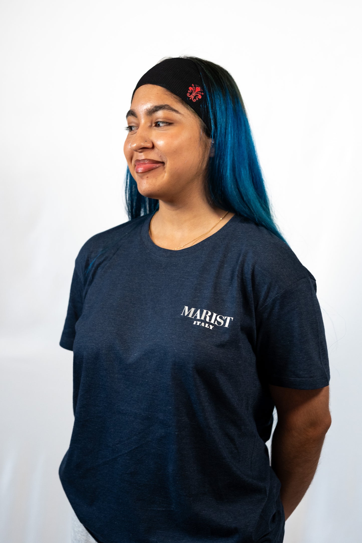 Metallic Logo Tee in Red or Blue
