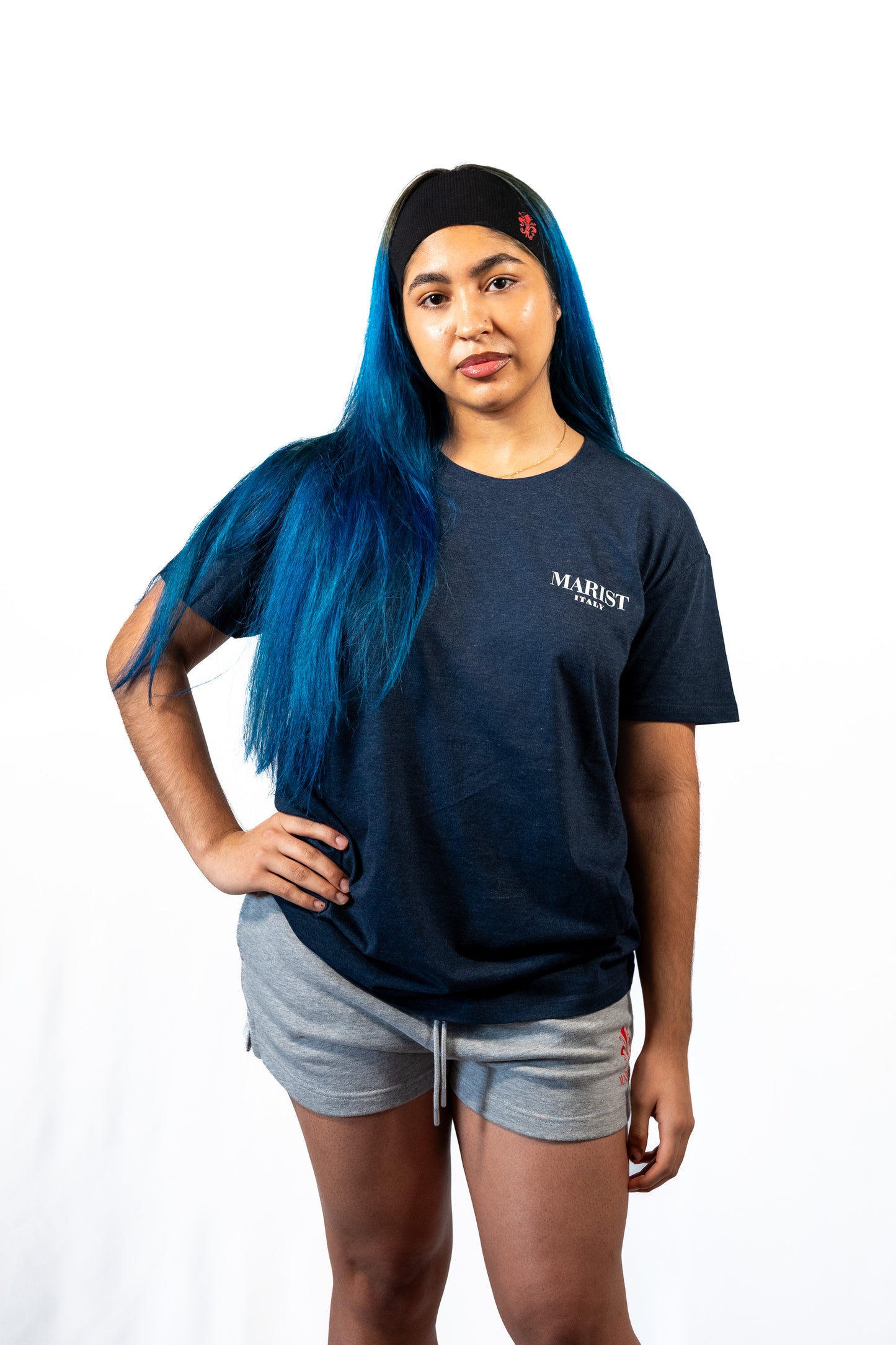 Metallic Logo Tee in Red or Blue